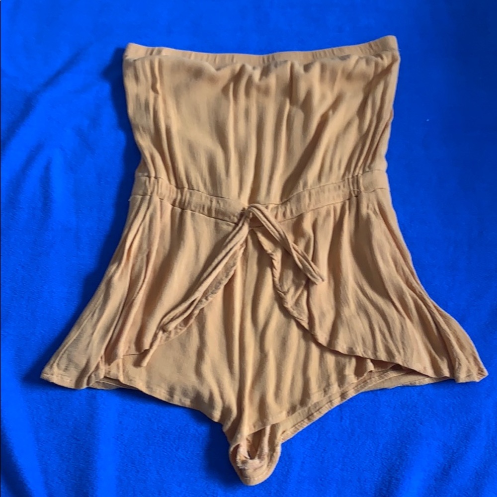 Yellow strapless romper